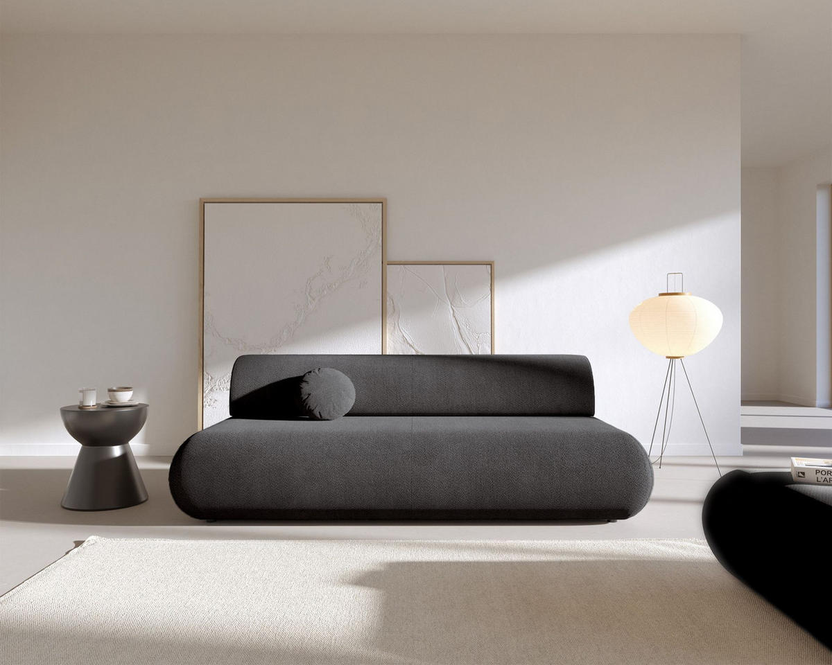 3-SITZER SCHLAFSOFA Graphit Chenille - Schwarz, Kunststoff/Textil (214/74/100cm) - Selsey