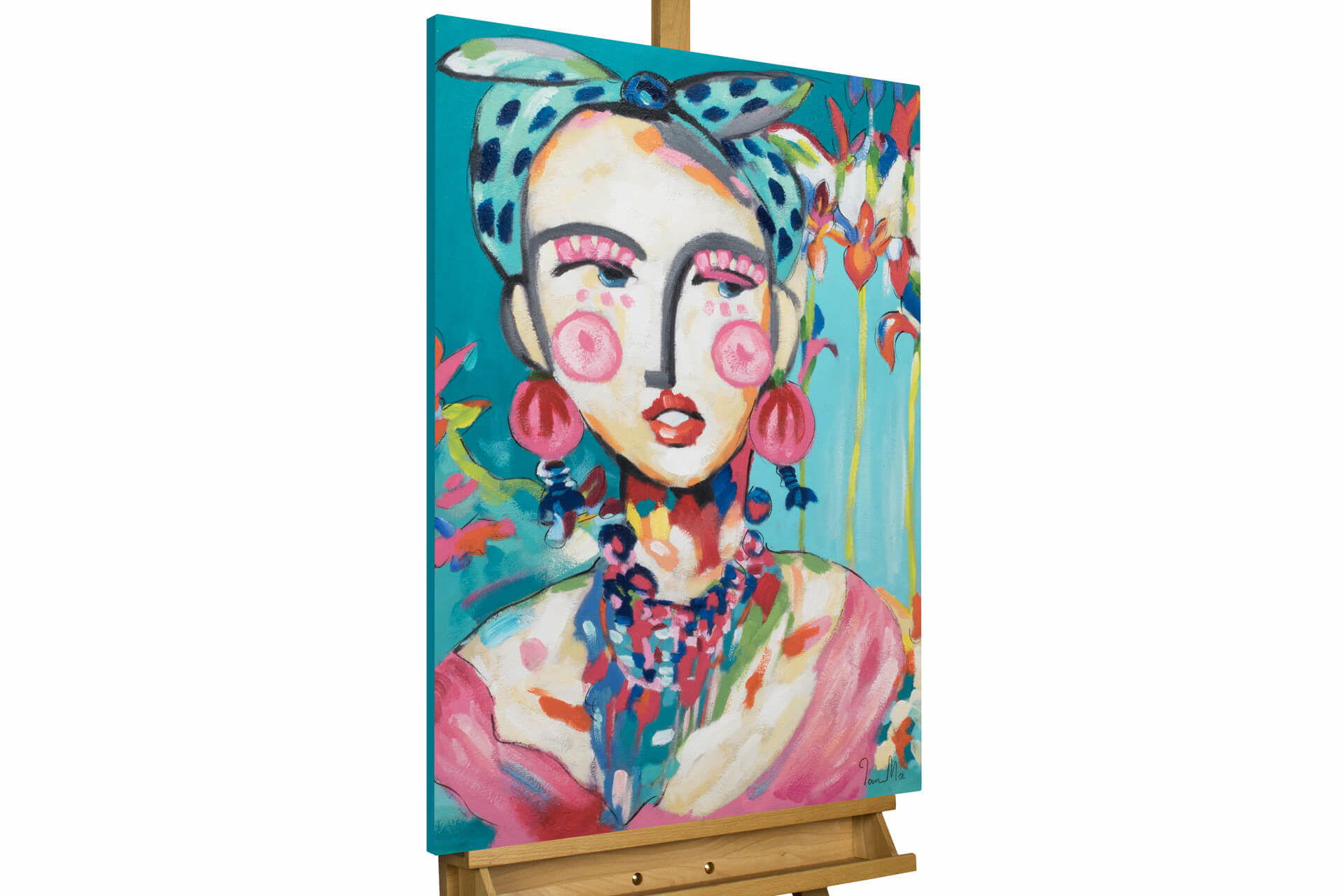 ACRYLBILD HANDGEMALT 60/90 cm - Blau/Pink, Holz/Textil (1.3/90cm) - KUNSTLOFT