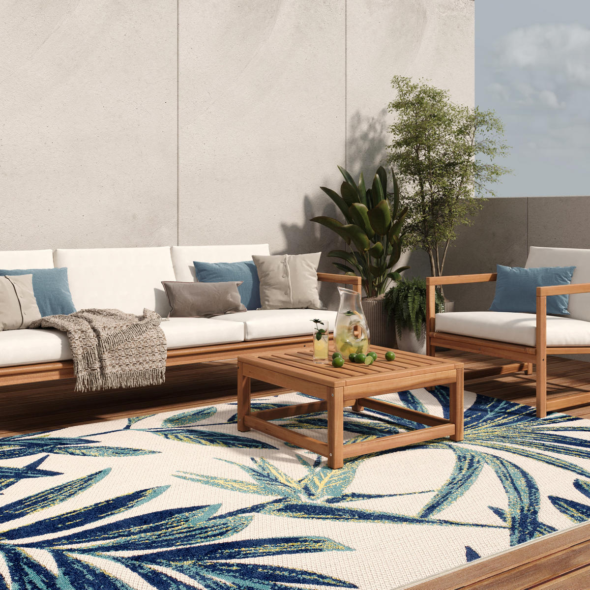 TEPPICH PATIO Creme 140/200 cm - Grün, Kunststoff (140/200cm) - Tapiso