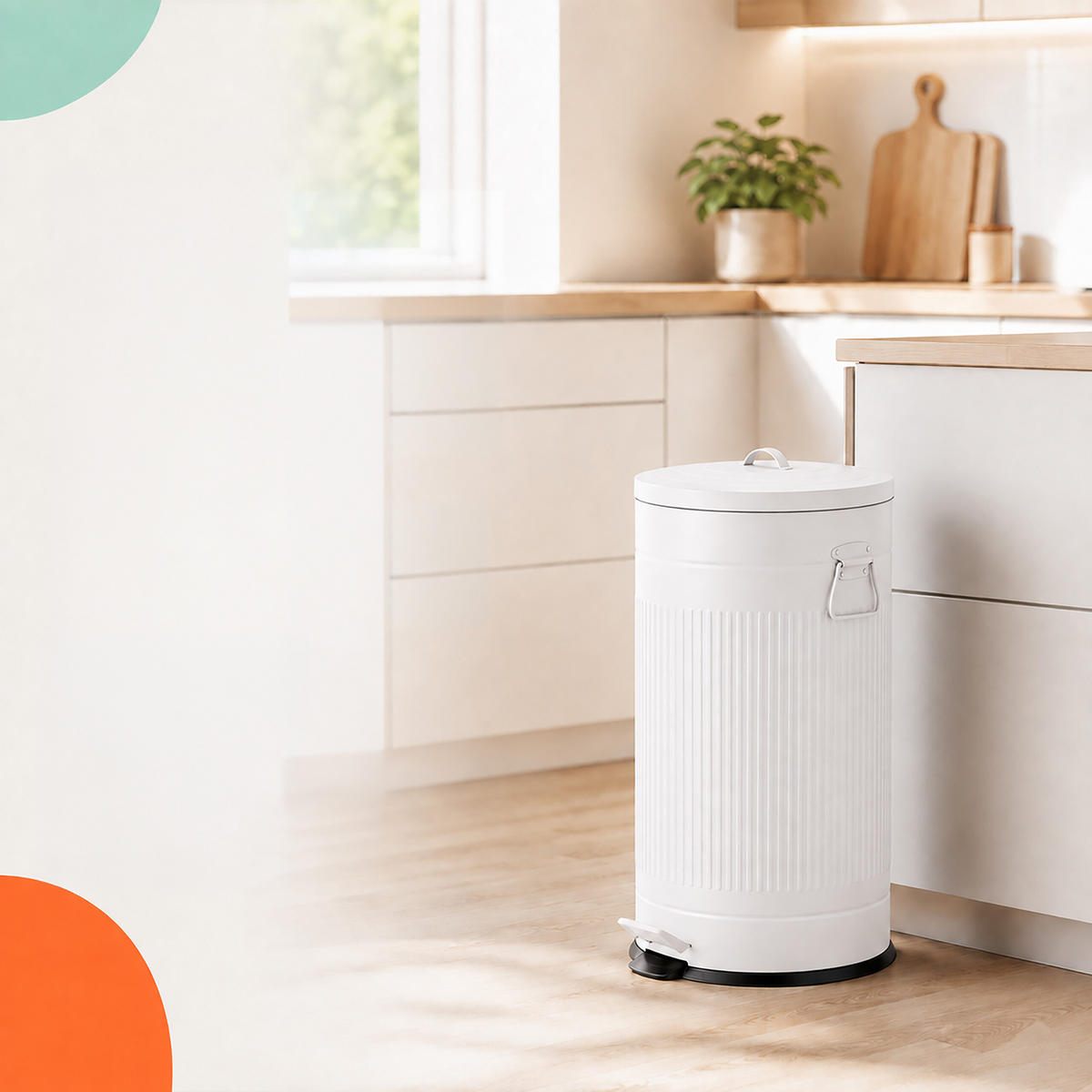 MÜLLEIMER Weiß Treteimer Soft-Close 40 l - Weiß, Kunststoff/Metall (35/67/35cm) - Relaxdays