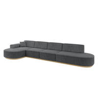 ECKSOFA Ottomane Links MARI-L3-v2 - 413x171x83 cm Dunkelgrau Cord - Dunkelgrau, Holzwerkstoff/Textil (413/171cm) - ALTDECOR
