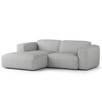 ECKSOFA mit XL-Longchair - Hellgrau/Schwarz, Kunststoff/Textil (260/171cm) - home24