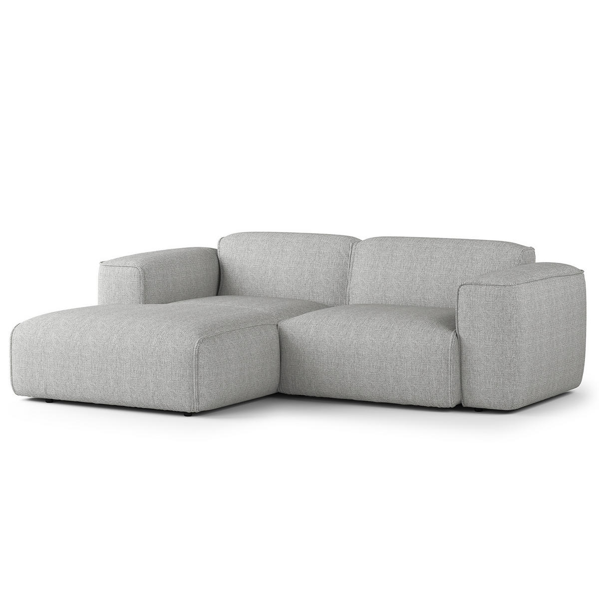 ECKSOFA mit XL-Longchair - Hellgrau/Schwarz, Kunststoff/Textil (260/171cm) - home24