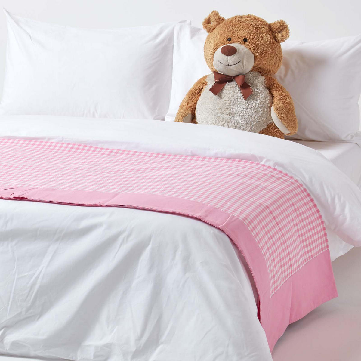 ÜBERWURF 225/255 cm, Vichy Karo 100% Baumwolle - Rosa, Textil (225/255cm) - Homescapes