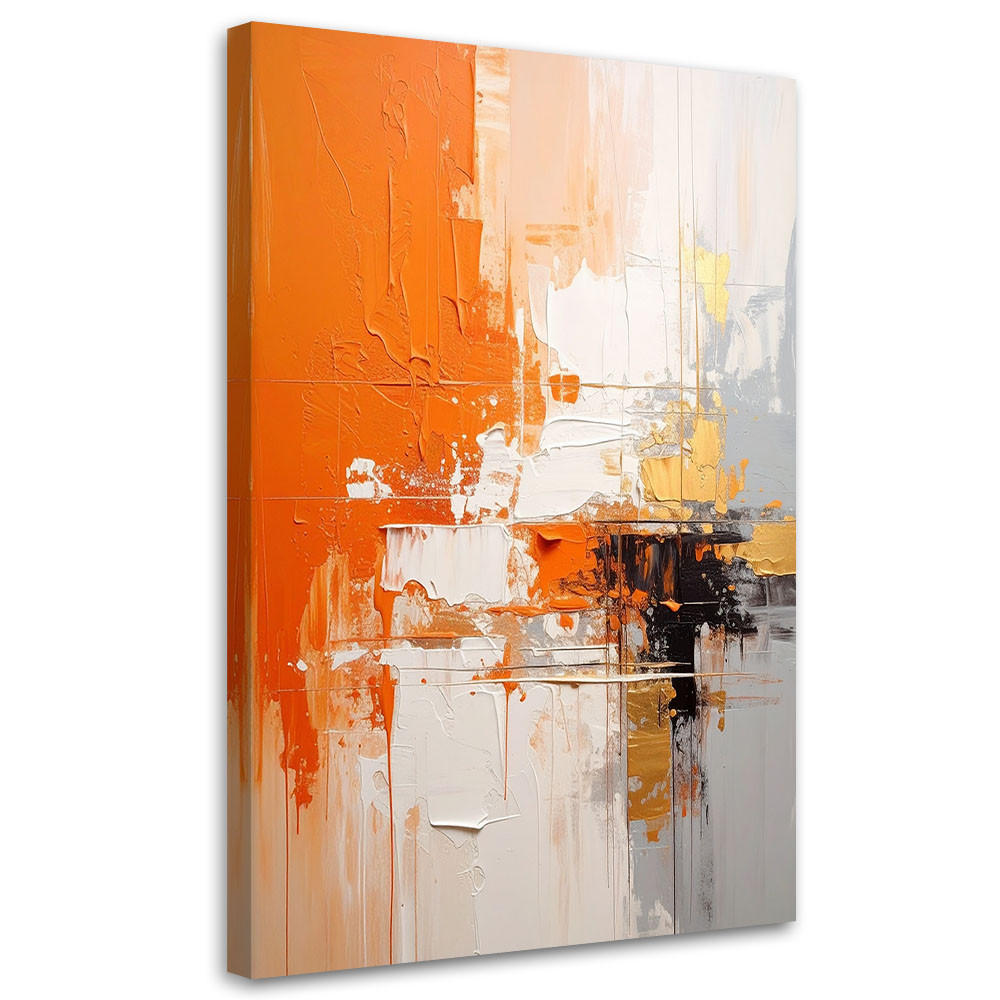 BILD auf Leinwand, Orangefarbene Abstraktion mit leichten Reibungen und Textur - Orange, Textil (80/120cm) - Feeby