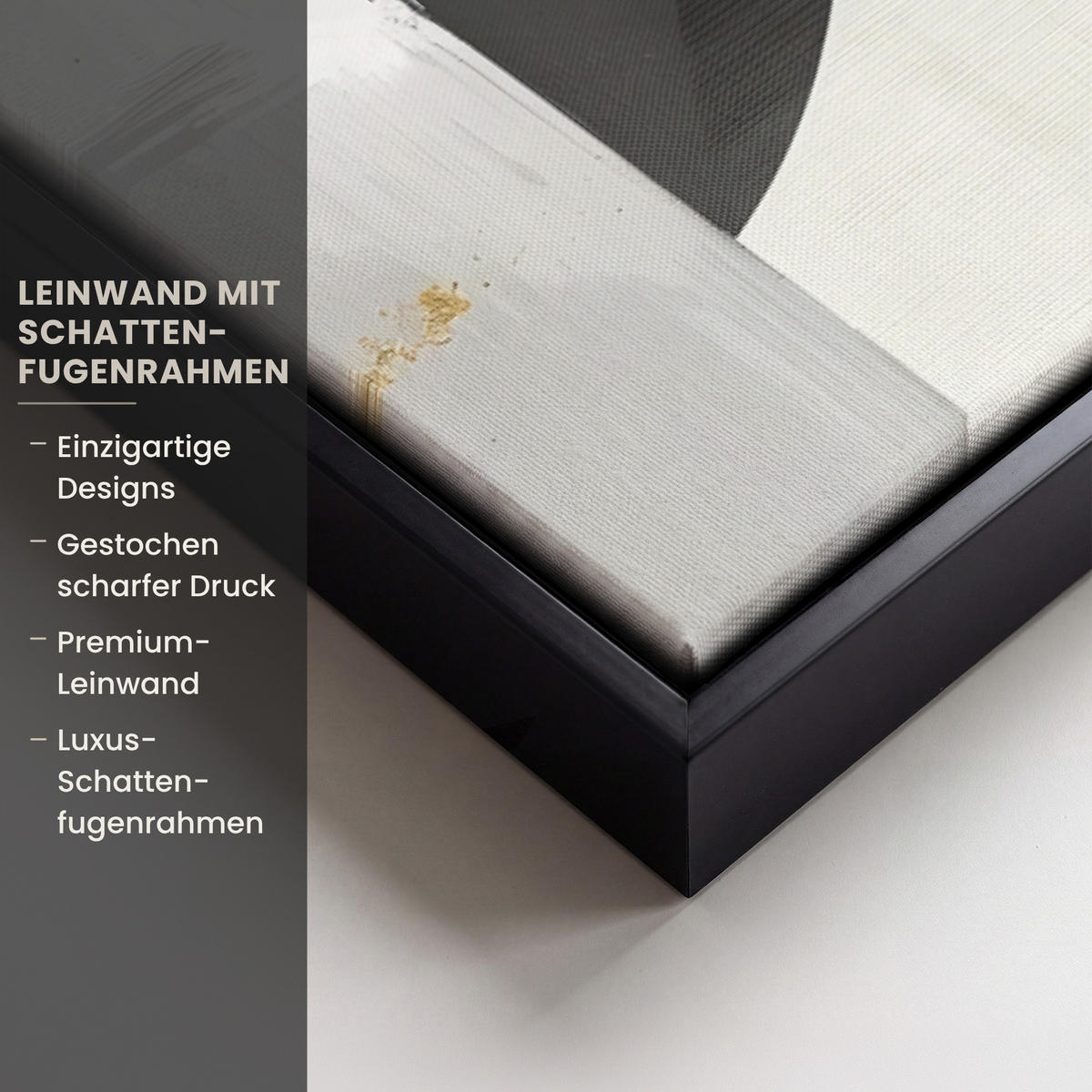 LEINWAND Bilder mit Rahmen - Gold - Rechtecke - Kreise - Abstrakt - 60x40 - Weiß, Textil (60/40cm) - MuchoWow