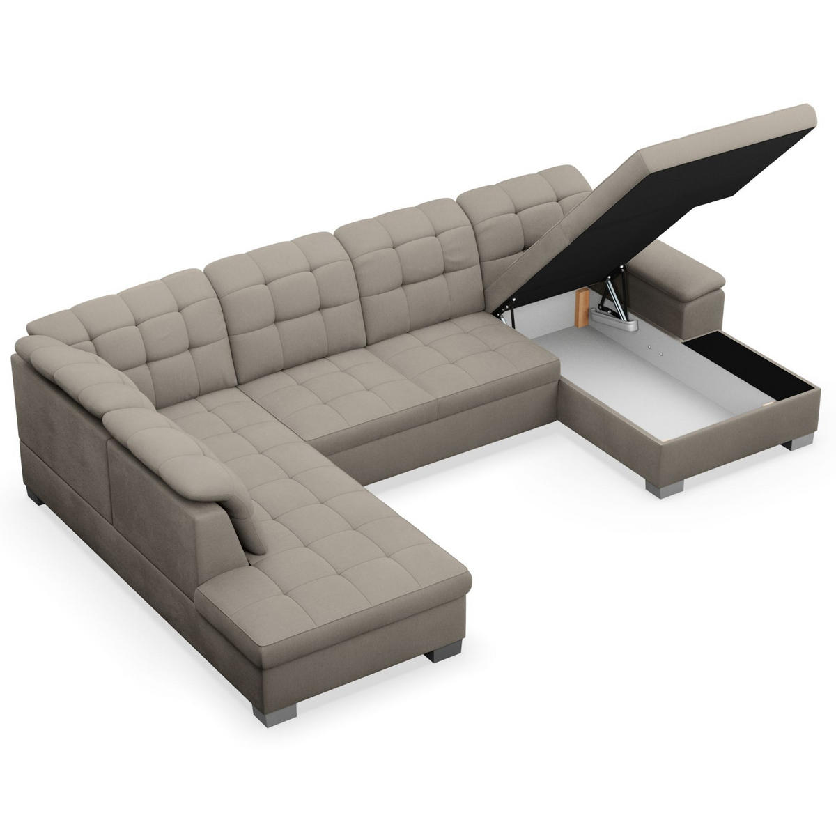 WOHNLANDSCHAFT Jamaal Taupe rechtsseitig - Taupe/Schwarz, Textil (330/106/212cm) - Selsey