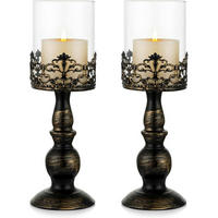KERZENSTÄNDER 2-teiliges Set 33 cm Schwarz - Multicolor, Metall (10.5/33/10.5cm)