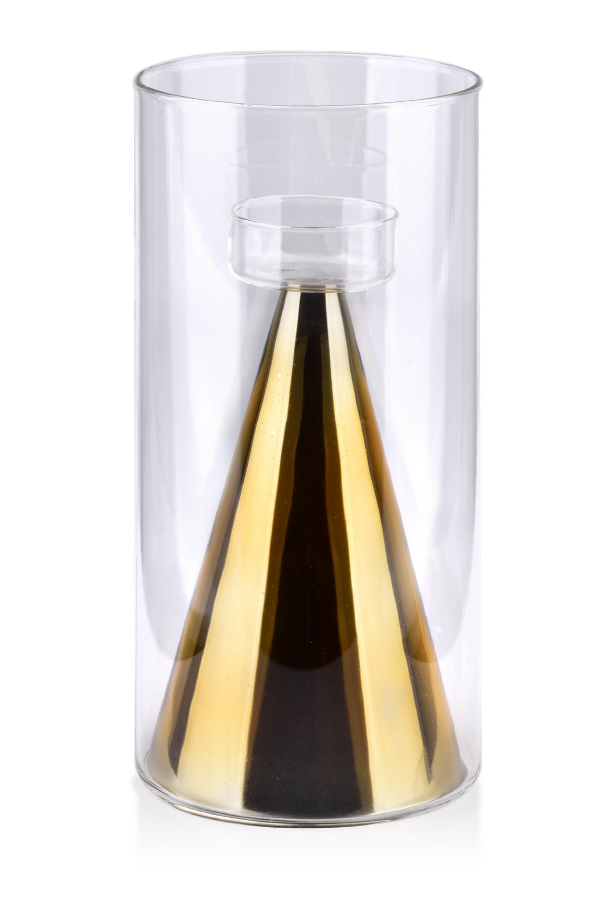 KERZENHALTER Rita Gold 12/12/25 cm Glas - Goldfarben, Glas (12/25/12cm) - Mondex