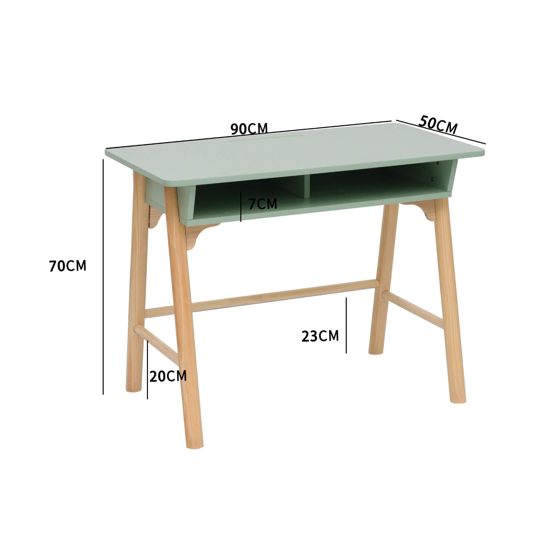 KINDERTISCH Grün 50/90/70 cm - Pastellgrün, Holzwerkstoff (90/70/50cm) - Mobili Rebecca