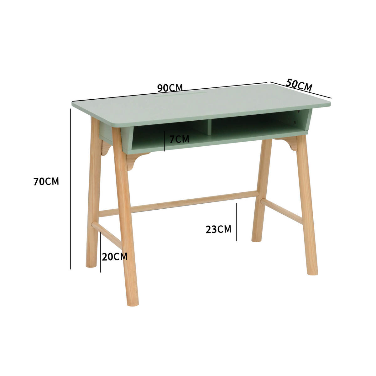 KINDERTISCH Grün 50/90/70 cm - Pastellgrün, Holzwerkstoff (90/70/50cm) - Mobili Rebecca