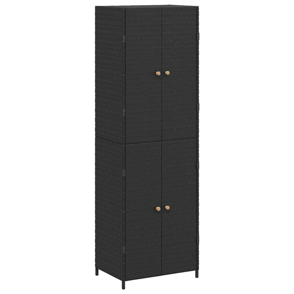 GARTENSCHRANK Schwarz 59/40/180 Cm Poly Rattan - Schwarz, Holzwerkstoff (40/180/59cm) - vidaXL