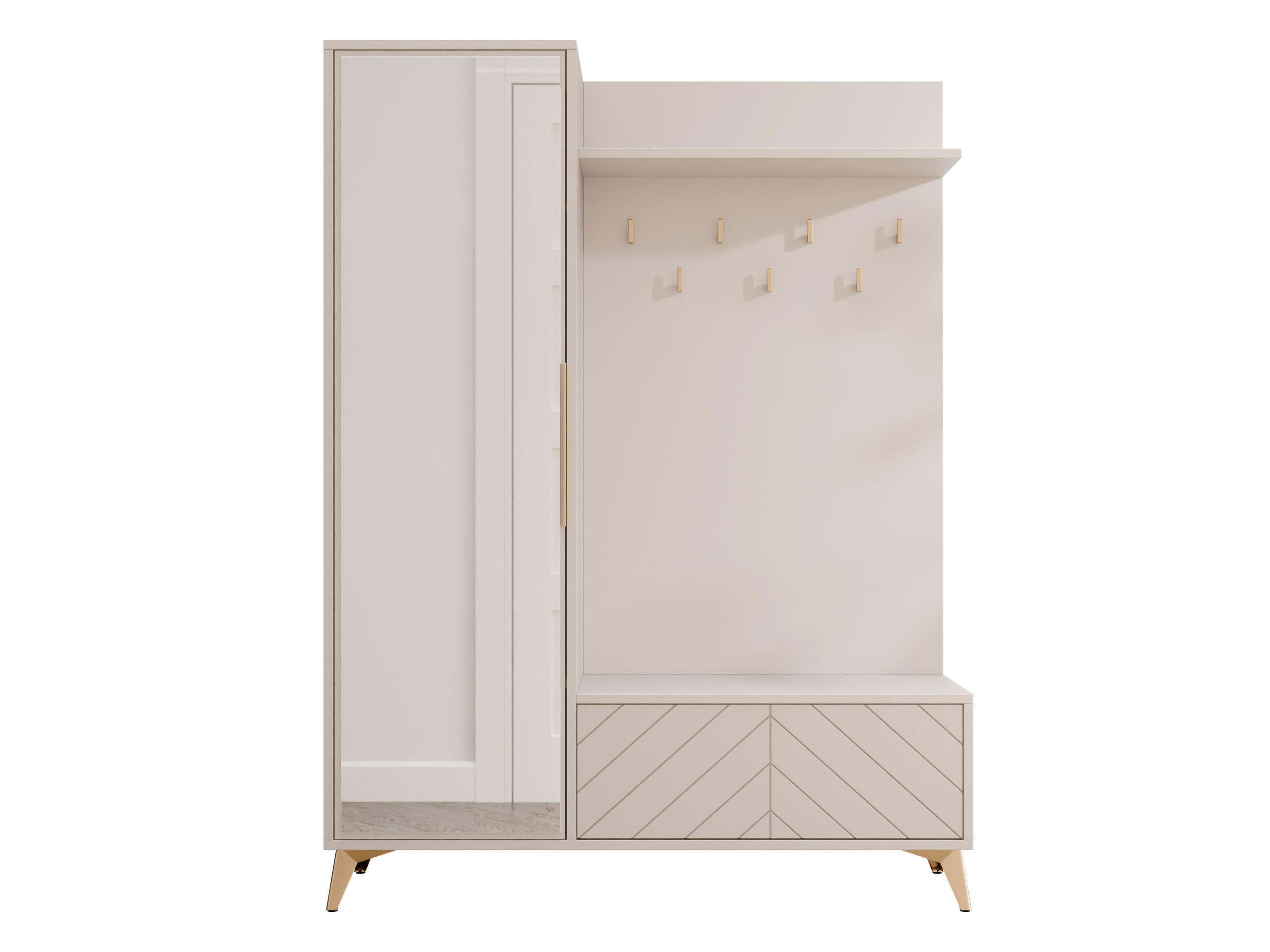 GARDEROBE-SET Xylix 1D1K - Sandfarben/Goldfarben, Holzwerkstoff/Metall (134/180/40cm) - MIRJAN24