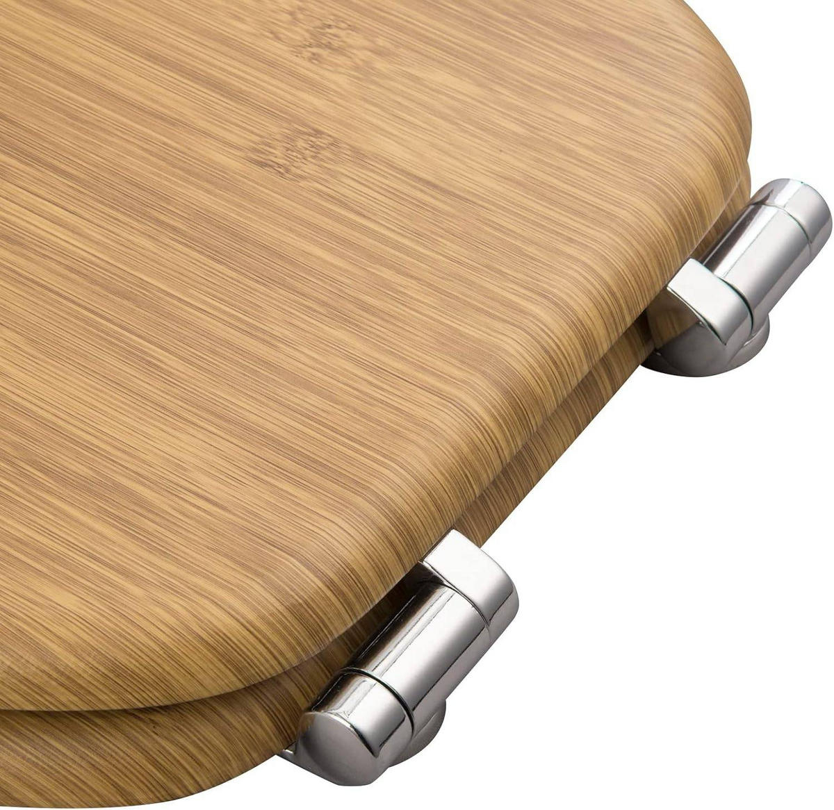 WC SITZ mit Absenkautomatik, MDF Holzkern, Antibakteriell - Hellbraun, Holzwerkstoff (37/2.5/43cm) - Woltu