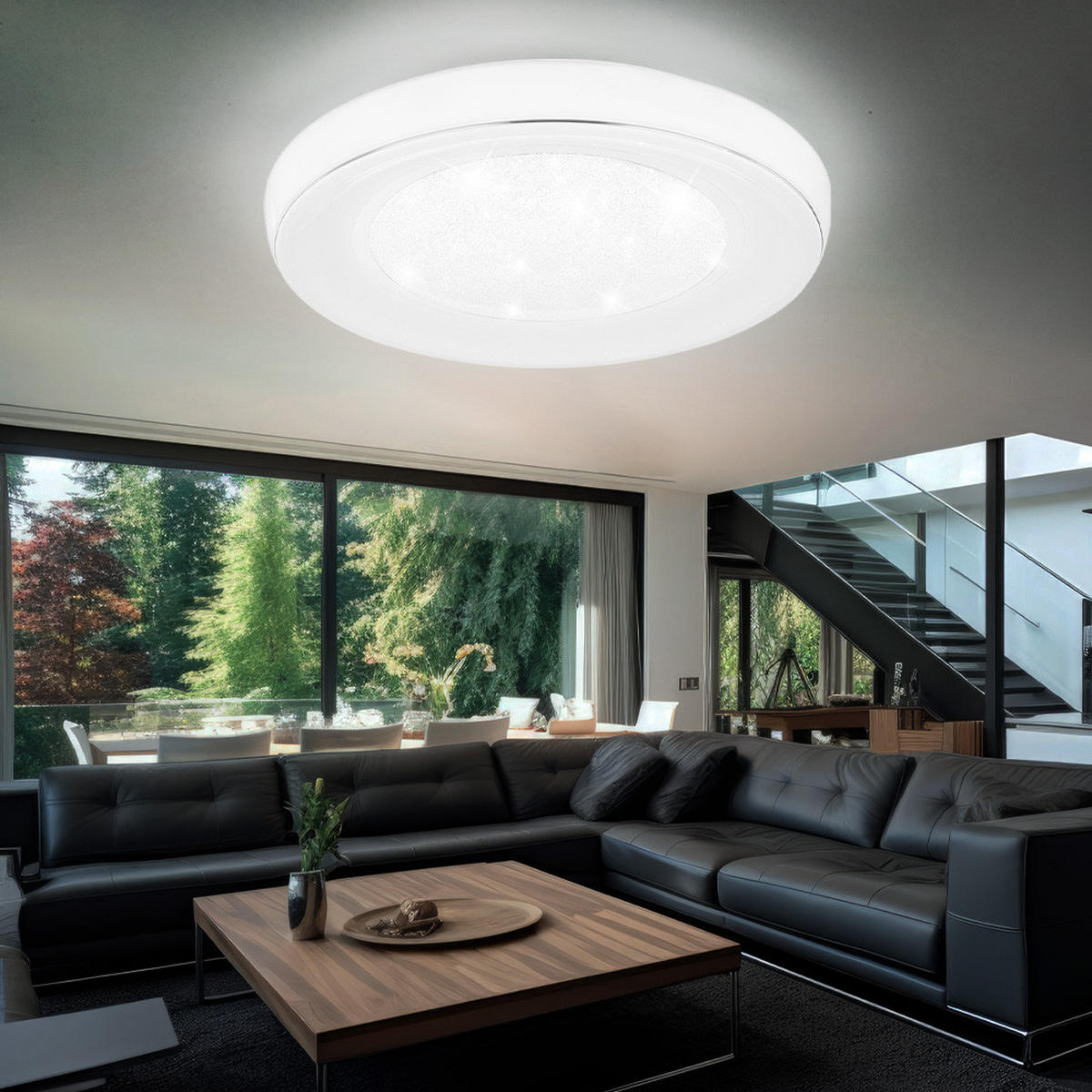 LED DECKENLEUCHTE Metall Weiß Opal - Weiß, Metall (66/66/9cm) - Globo Lighting