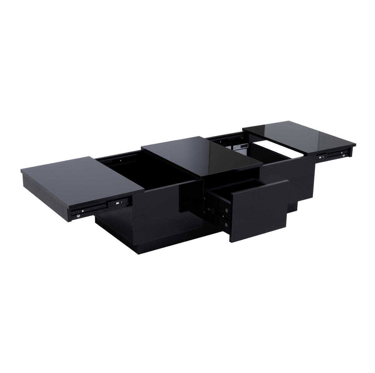 COUCHTISCH mit Schiebefächern 100 x 31 x 50 cm Schwarz Hochglanz - Schwarz, Holzwerkstoff (100/50/31cm) - Meubliv