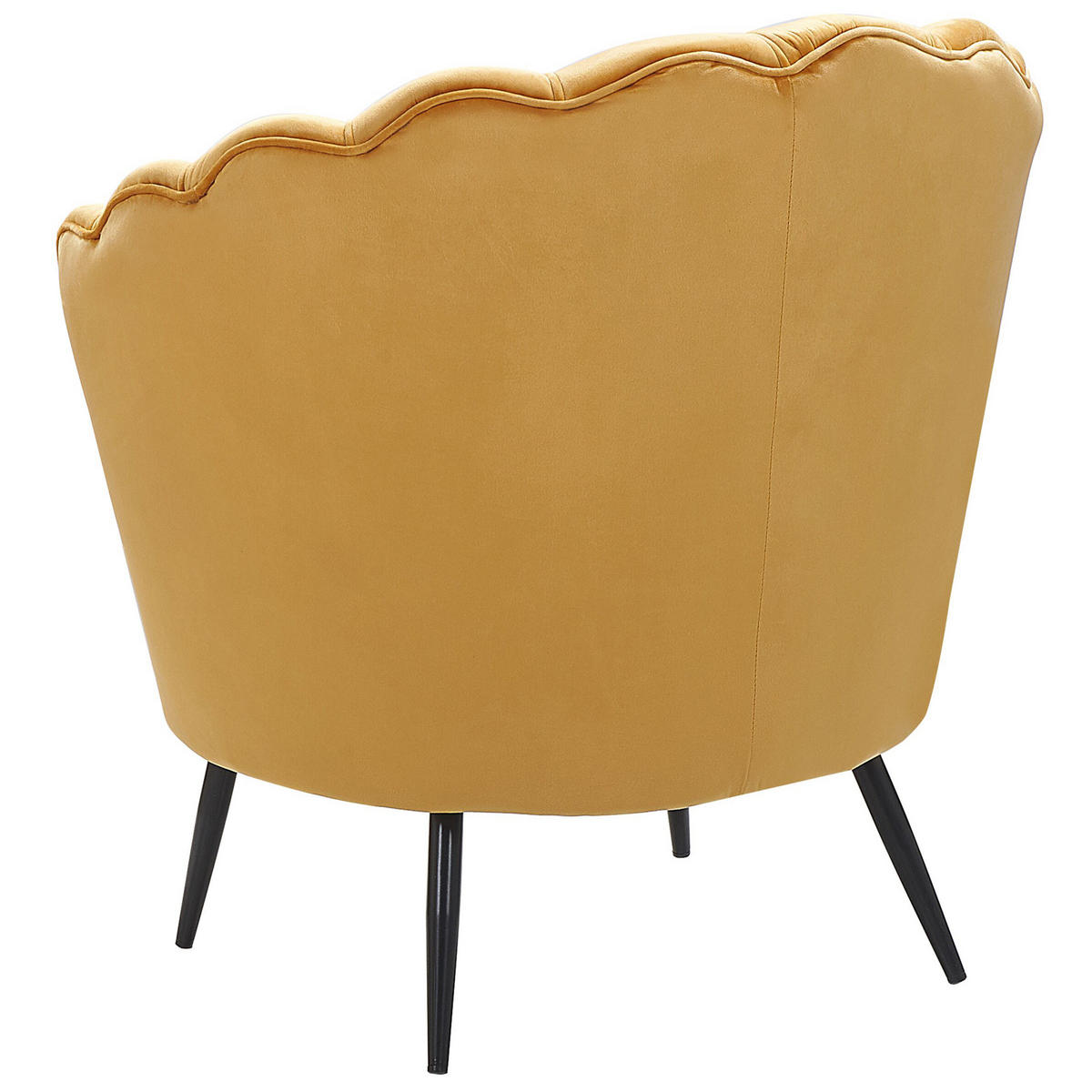 SESSEL Samtstoff senfgelb/schwarz Muscheldesign Lovikka - Gelb/Schwarz, Textil (79/85/77cm) - Beliani