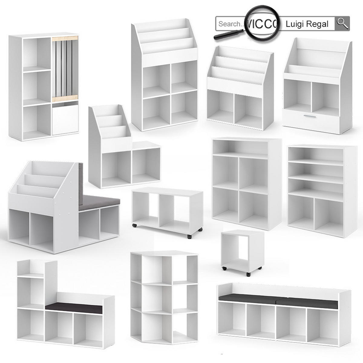 BÜCHERREGAL Luigi Weiß 72 x 96.2 cm ohne Faltboxen - Weiß, Holzwerkstoff (72/96.2/31.2cm) - Vicco