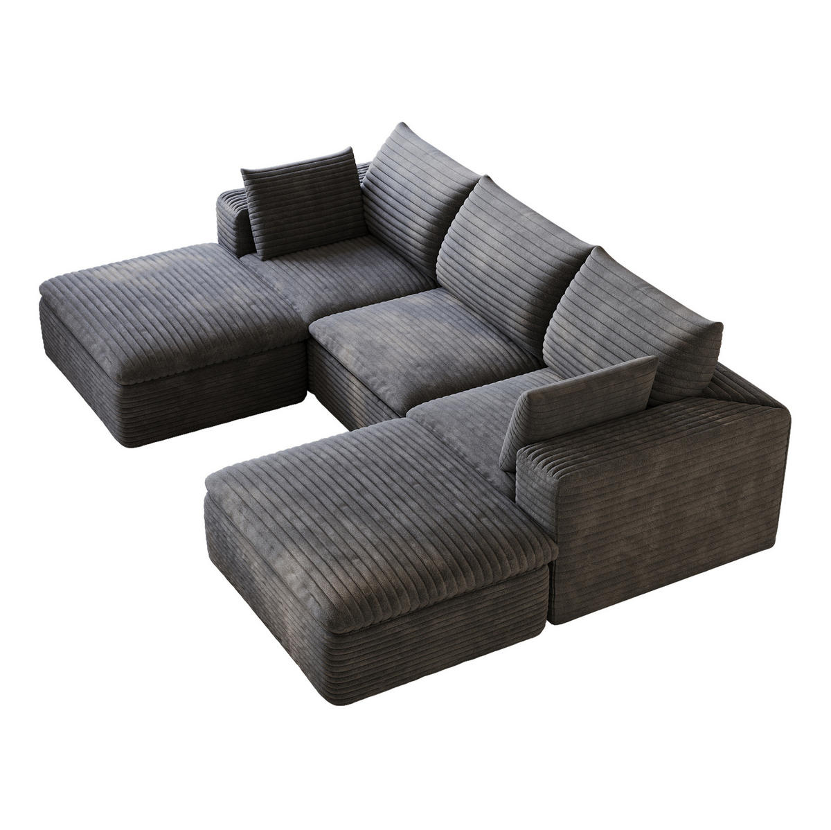WOHNLANDSCHAFT aus Stoff Dunkelgrau mit verstellbaren Elementen und Schaumstoffpolsterung - Dunkelgrau, Textil (260/60/160cm) - Modfu