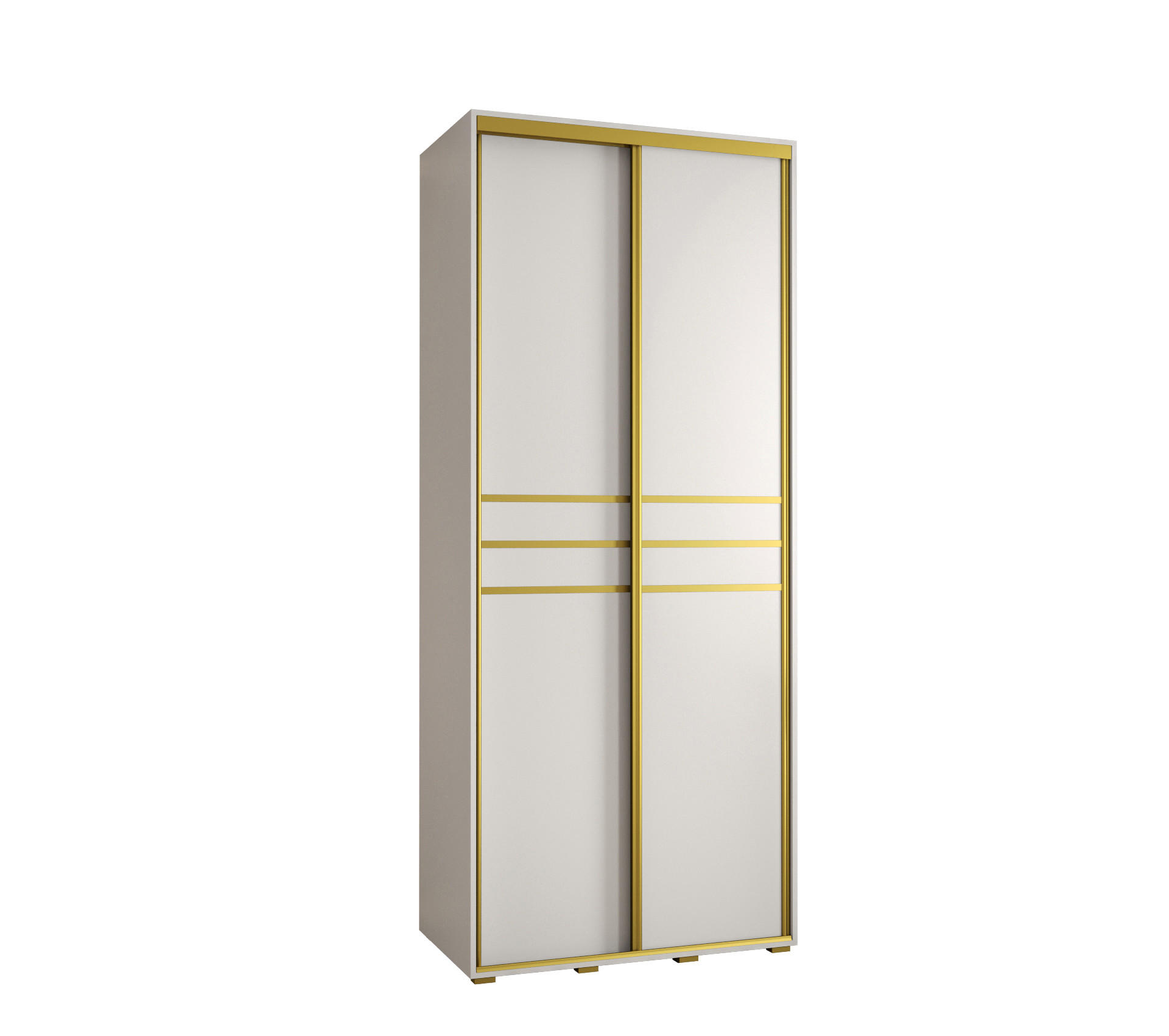Abiks Möbel Schwebetürenschrank Weiß, Weiß, Gold 100x235x45 cm