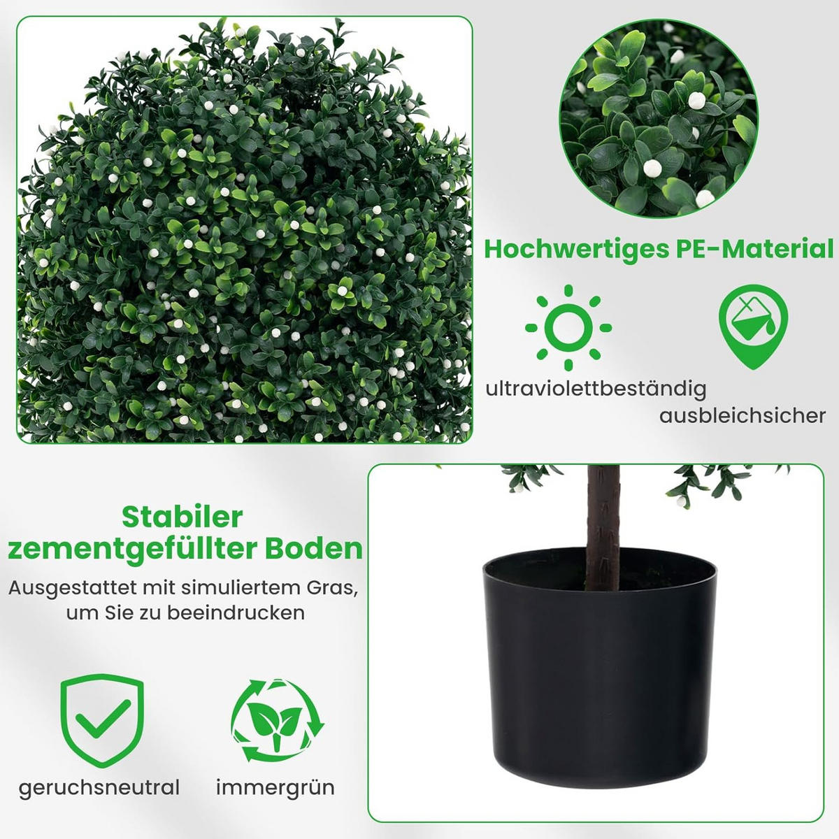 KUNSTPFLANZE Grün(2er-Set) - Grün, Kunststoff (55cm) - COSTWAY