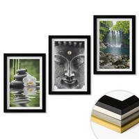 WANDBILDER 3er-Set - 20x30 cm Schwarzer Rahmen - Harmoniesteine Wasser Buddha - Schwarz, Kunststoff (20/30cm) - ArtPrintCave