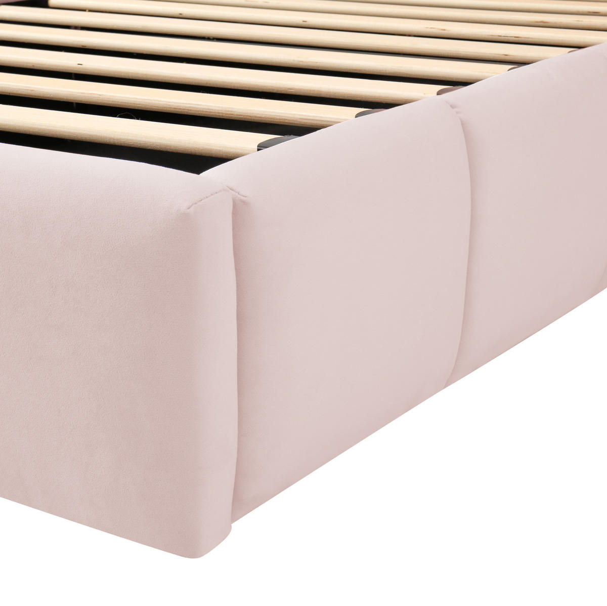 BETT mit Stauraum und USB 90x200 cm Samt Pink - Pink, Metall (90/200cm) - Meubliv