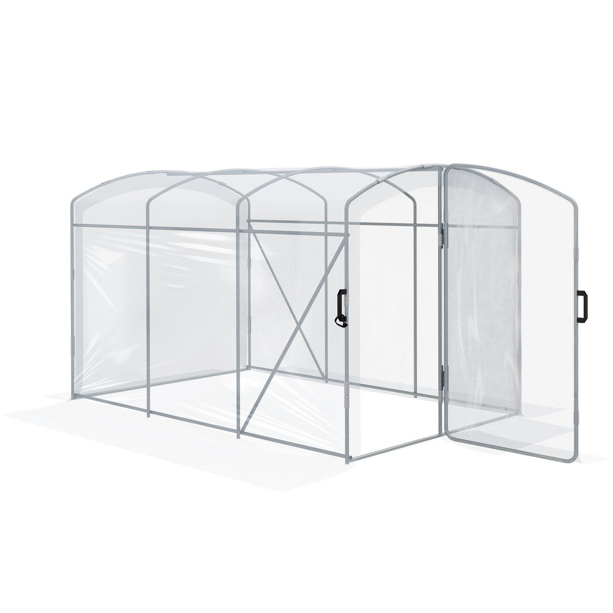 FOLIENGEWÄCHSHAUS, Tunnel-Gewächshaus mit 1 Tür, für Garten, Balkon, PE, Transparent - Transparent, Kunststoff/Metall (200/195/300cm) - Outsunny
