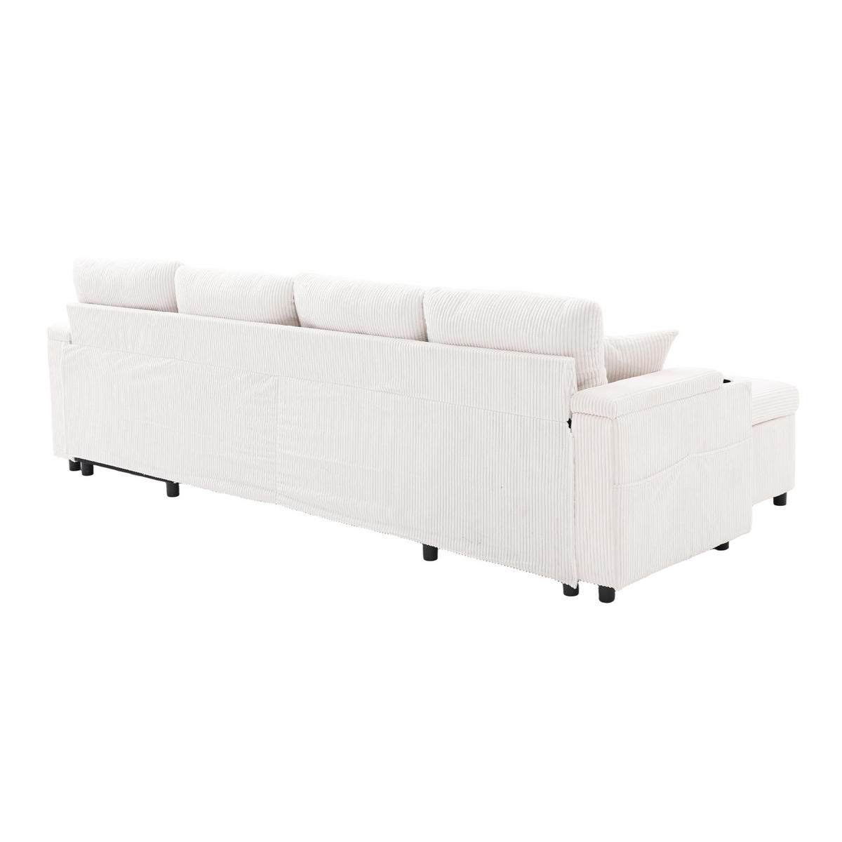 WOHNLANDSCHAFT 4-Sitzer Cord mit 2 Chaiselongues, DE-42579, Beige - Beige, Metall (272/86/136cm) - ComfortXL