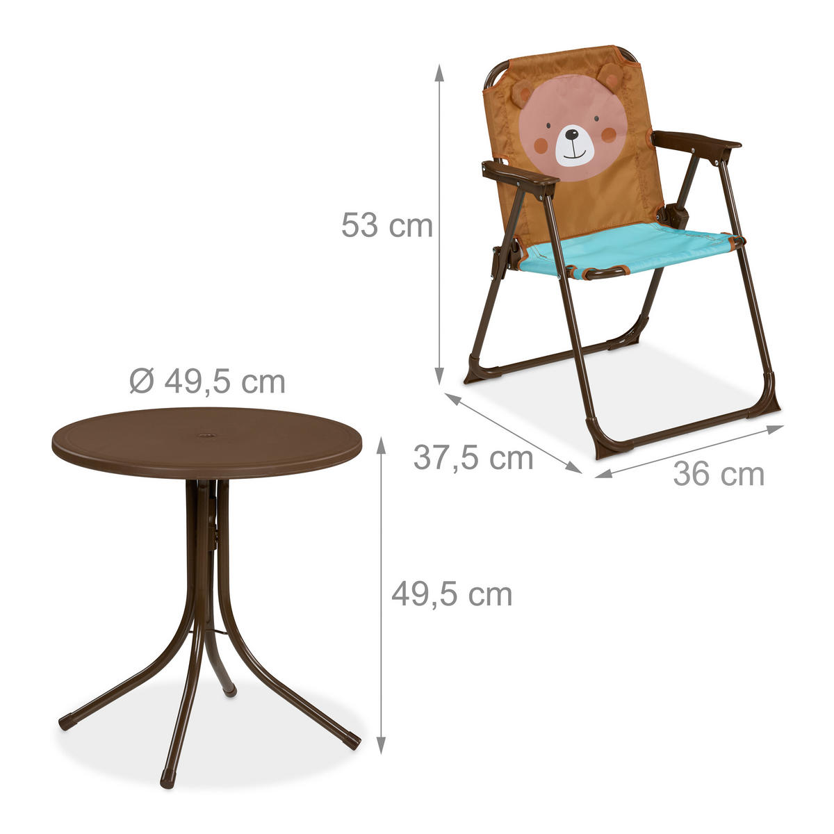 CAMPING-KINDERSITZGRUPPE - Multicolor, Kunststoff/Textil - Relaxdays
