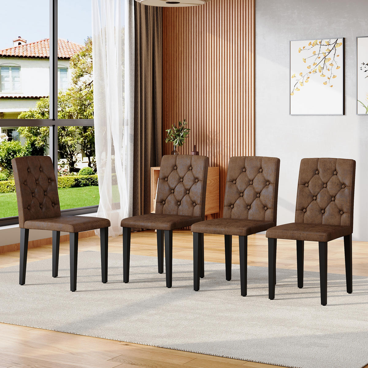 STUHL-SET DE-36651 4 Stück mit Velours-Optik und Metallbeinen Braun - Braun, Metall (46/89/42cm) - ComfortXL