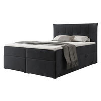 BOXBETT CHESTER 160/200 cm mit Matratze und Topper, Schwarz - Schwarz, Holzwerkstoff/Textil (160/200cm) - Idohome