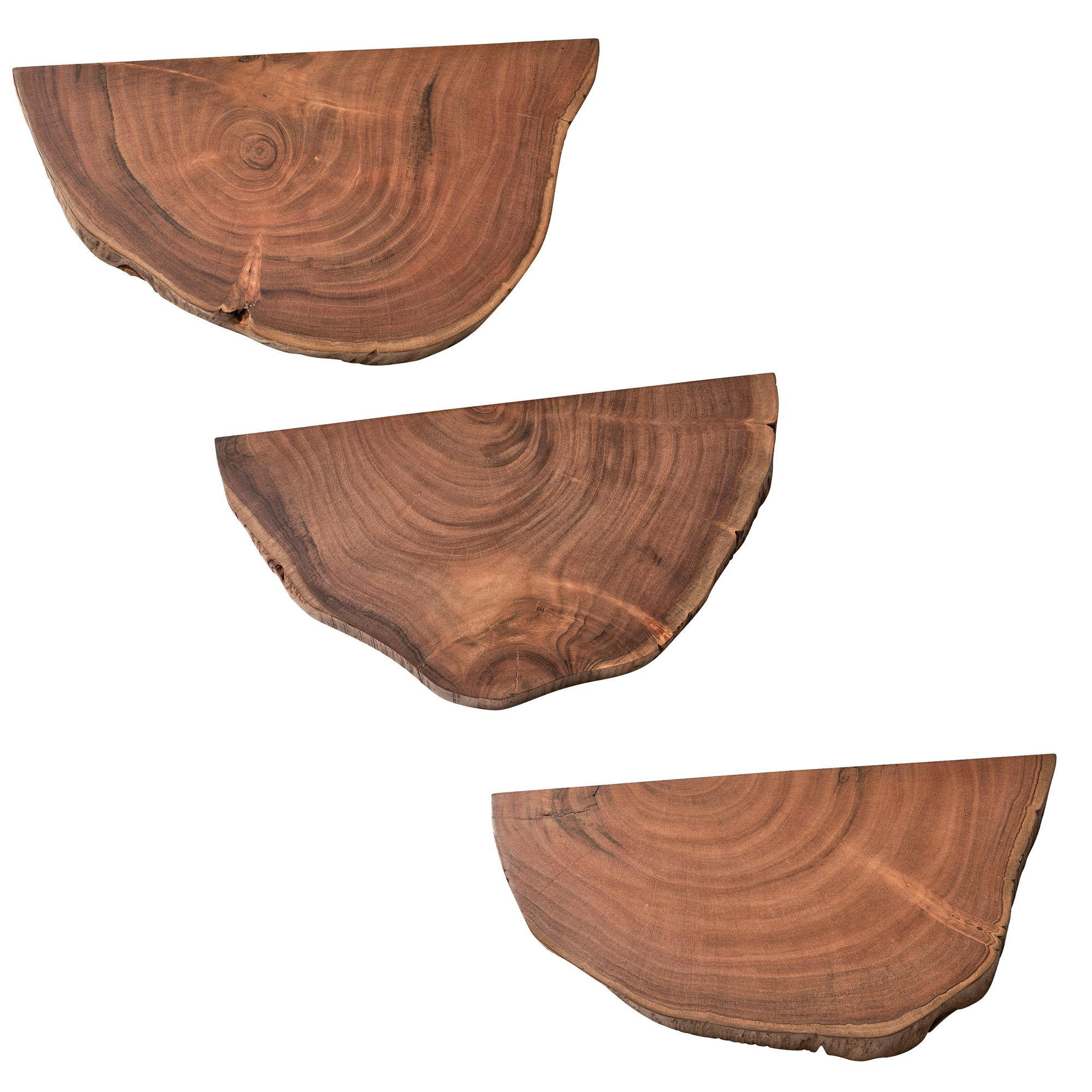 WANDREGAL Akazie Massivholz Modern Stil 3er Set Baumscheibe mit Baumkante - Akaziefarben, Holz (47/4/25cm) - KADIMA DESIGN