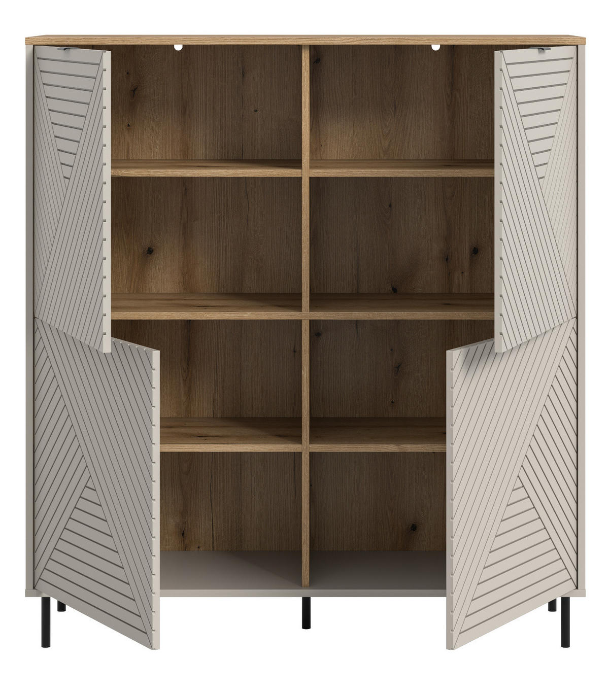 HIGHBOARD Kaschmir, Evoke Eiche 124 x 135 cm, Kommode in modernem Design - Kaschmir/Eichefarben, Holzwerkstoff/Metall (124/135/40cm) - Inn.Furn