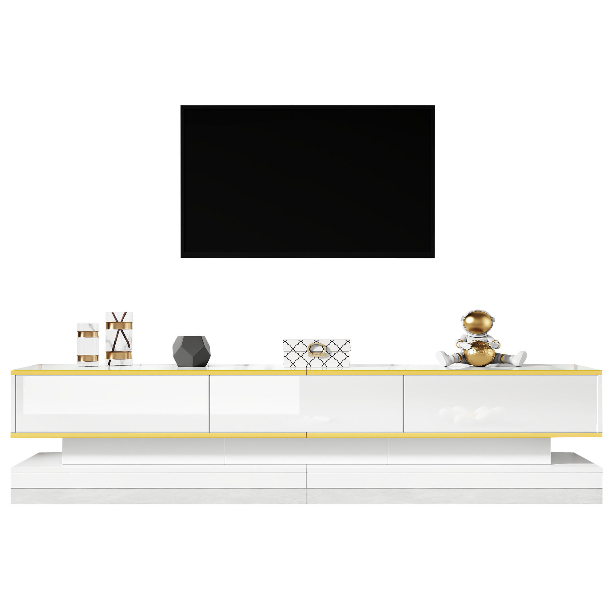 TV-ELEMENT mit 3 Schubladen 200 x 40 x 40 cm Hochglanz Weiß - Weiß, Holzwerkstoff (40/40/200cm) - Beauniv