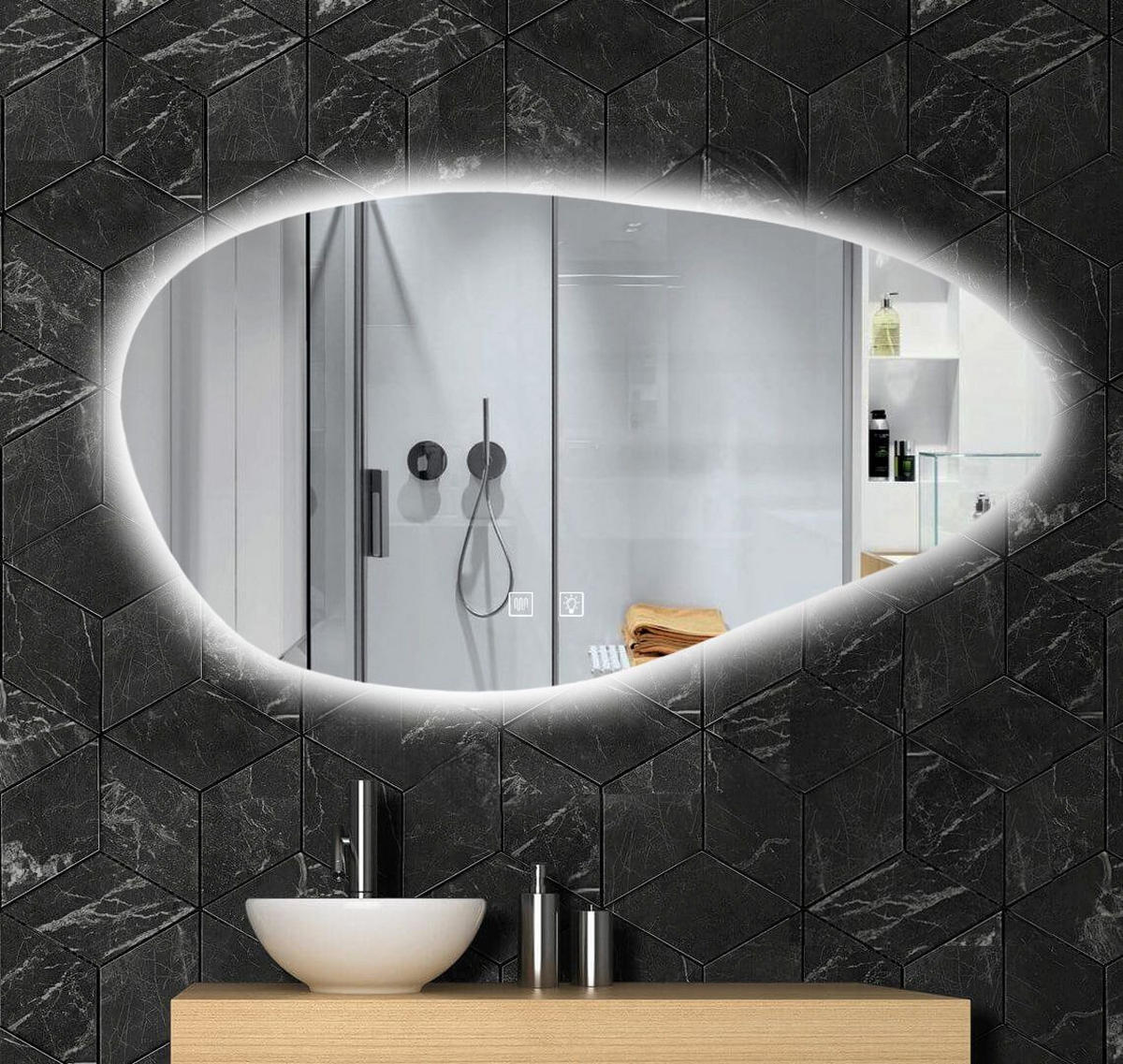 SPIEGEL Rea P11386 Led Cloud A 100x60cm - Grau, Glas (100/60/2.5cm) - REA