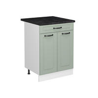 SPODNÍ SKŘÍŇKA KUCHYŇSKÉ LINKY R-Line, Mint venkovský dům/Bílá, 60 cm se zásuvkou pracovná doska antracitová - bílá/mátově zelená, kompozitní dřevo (60/81.6/60cm) - Vicco
