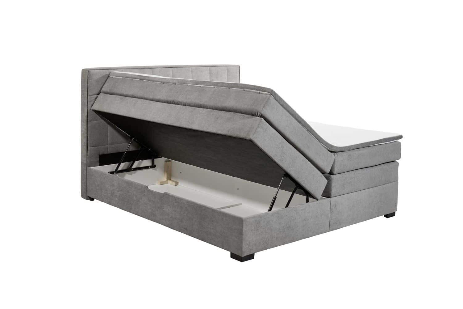 BOXSPRINGBETT 180x200 mit Bettkasten, Komfort-Topper & 7-Zonen-Tonnentaschen-Federkernmatratze - Anthrazit/Schwarz, Holz/Kunststoff (180/200cm) - ed exciting design