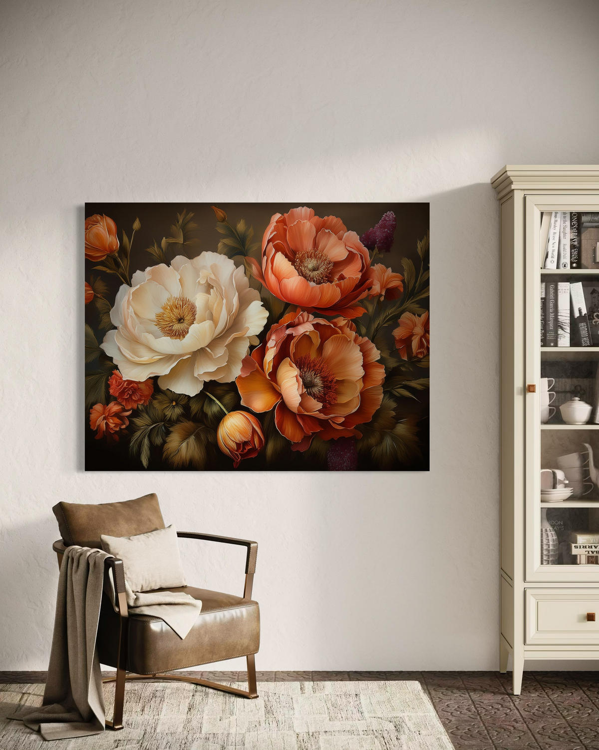 WANDBILD natur botanicals blattwerk blumen - Orange, Textil (60/40cm) - Feeby