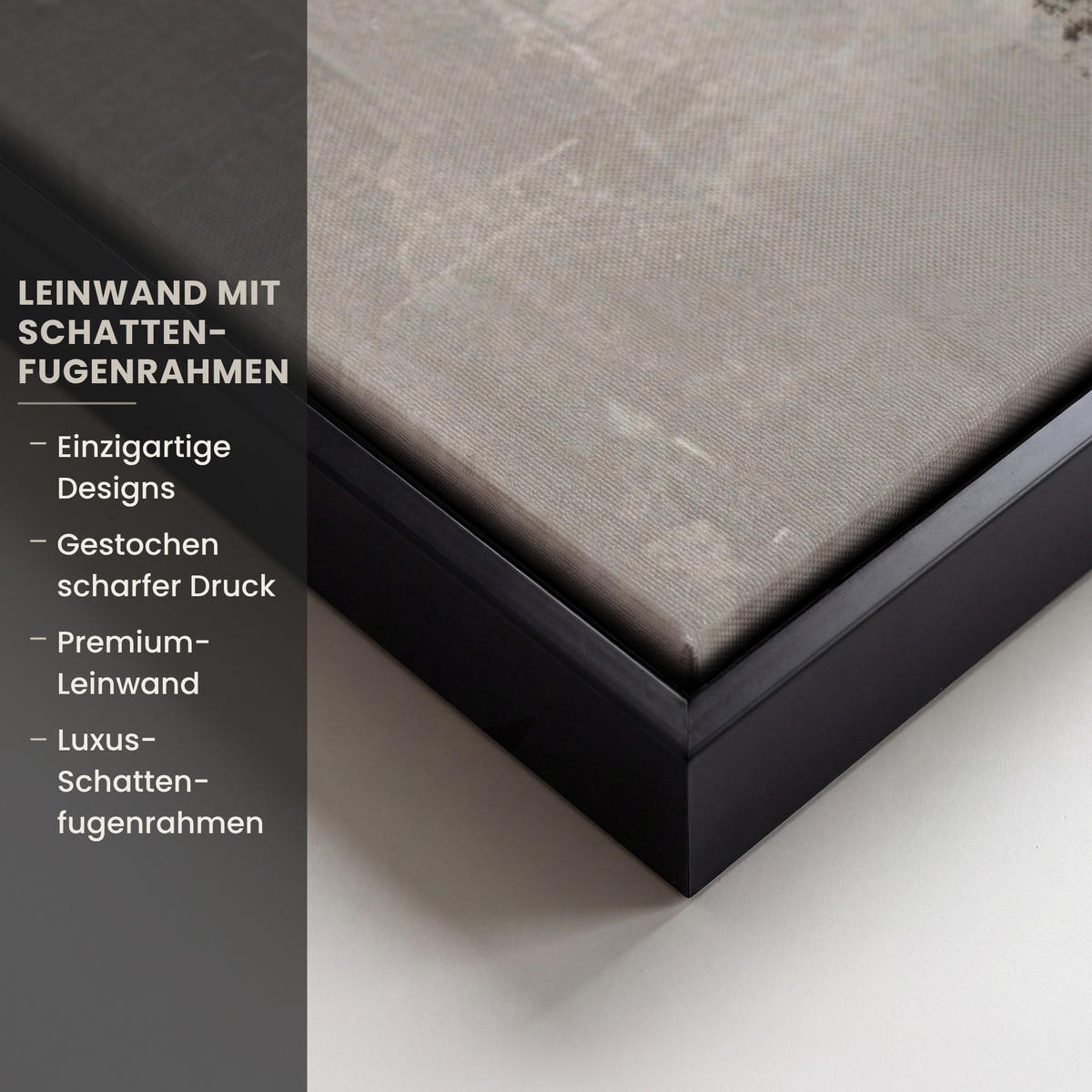 LEINWAND Bilder mit Rahmen - Abstrakt - Kunst - Grau - 90x90 - Hellgrau, Textil (90/90cm) - MuchoWow