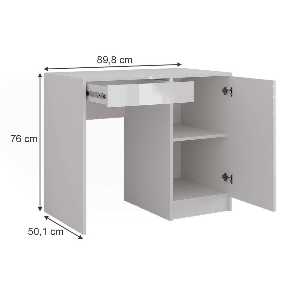 TOALETNÍ STOLEK Sherry Bílá/bílý vysoký lesk - vysoce lesklá bílá, kompozitní dřevo (89.8/76/50.1cm) - Vicco