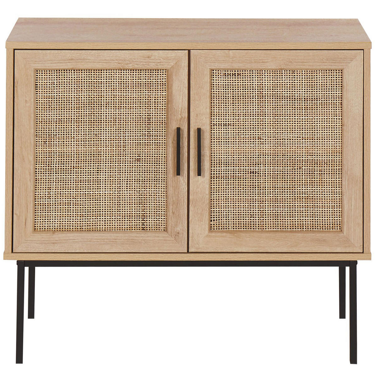 SIDEBOARD Heller Holzfarbton Pasco - Hellbraun/Schwarz, Holzwerkstoff (80/72/40cm) - Beliani
