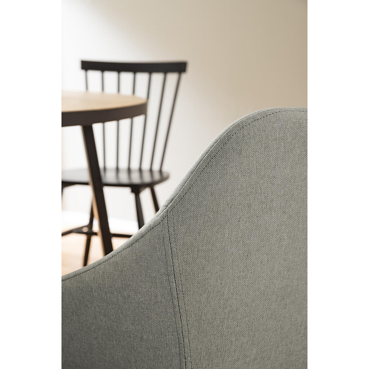 ARMLEHNENSTUHL-SET - Webstoff - Hellgrau, Textil (53/80/54cm) - home24