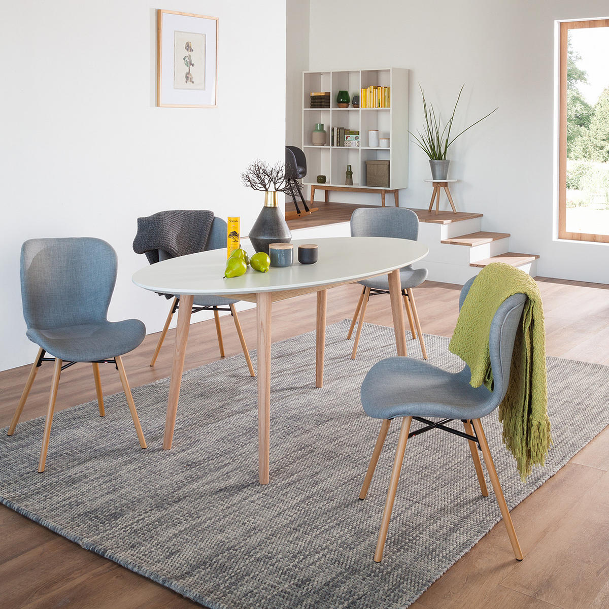 ESSTISCH oval - Eiche teilmassiv - Weiß, Holzwerkstoff (90/170/76cm) - home24