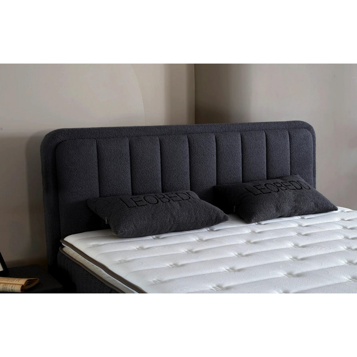 BOXBETT LEO Bett mit Matratze 180x200 - Grau, Holz (180/200cm)