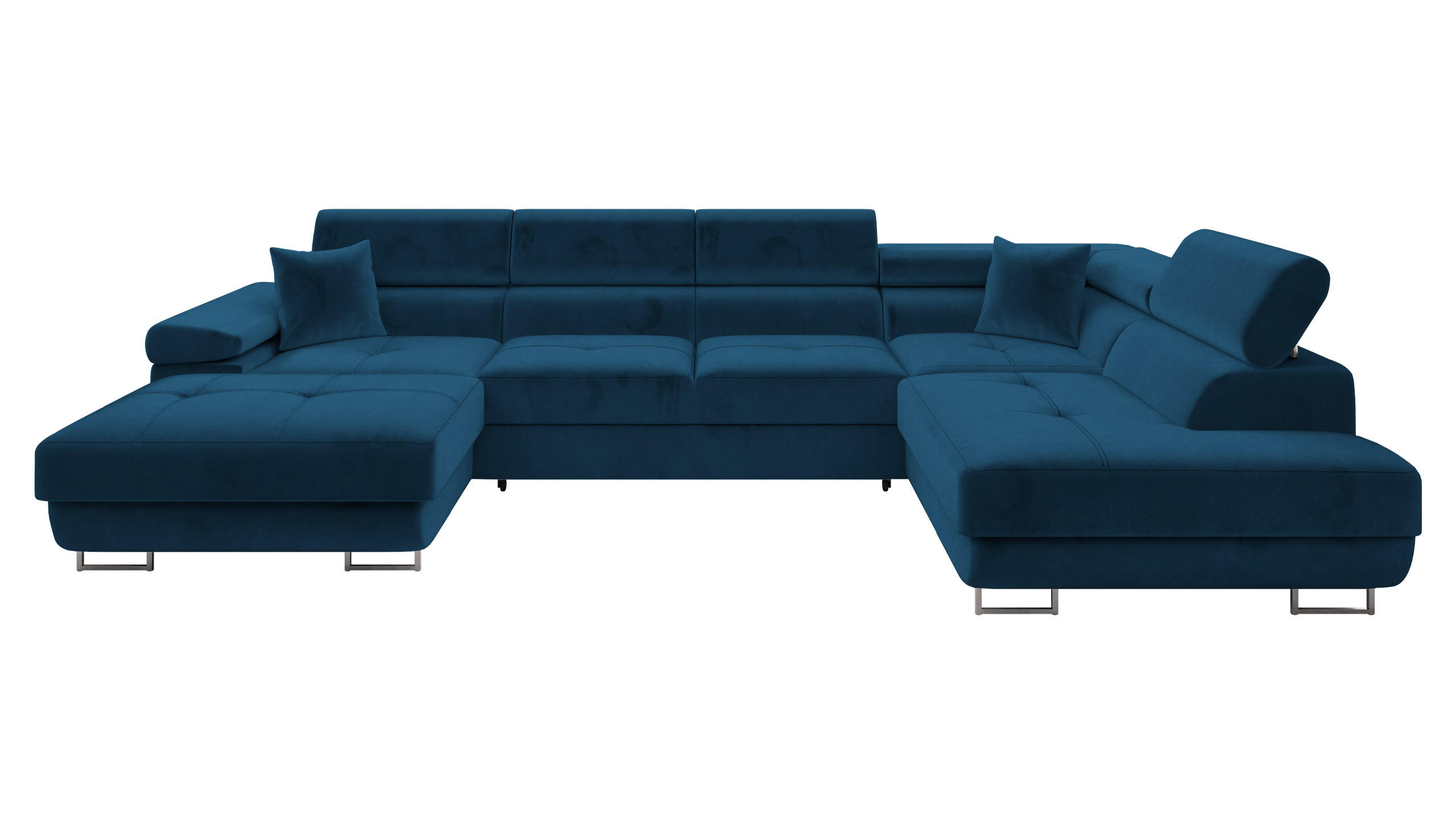 WOHNLANDSCHAFT Torezio Bis, Seite: Rechts - Blau, Holz/Textil (346/90/203cm) - MIRJAN24