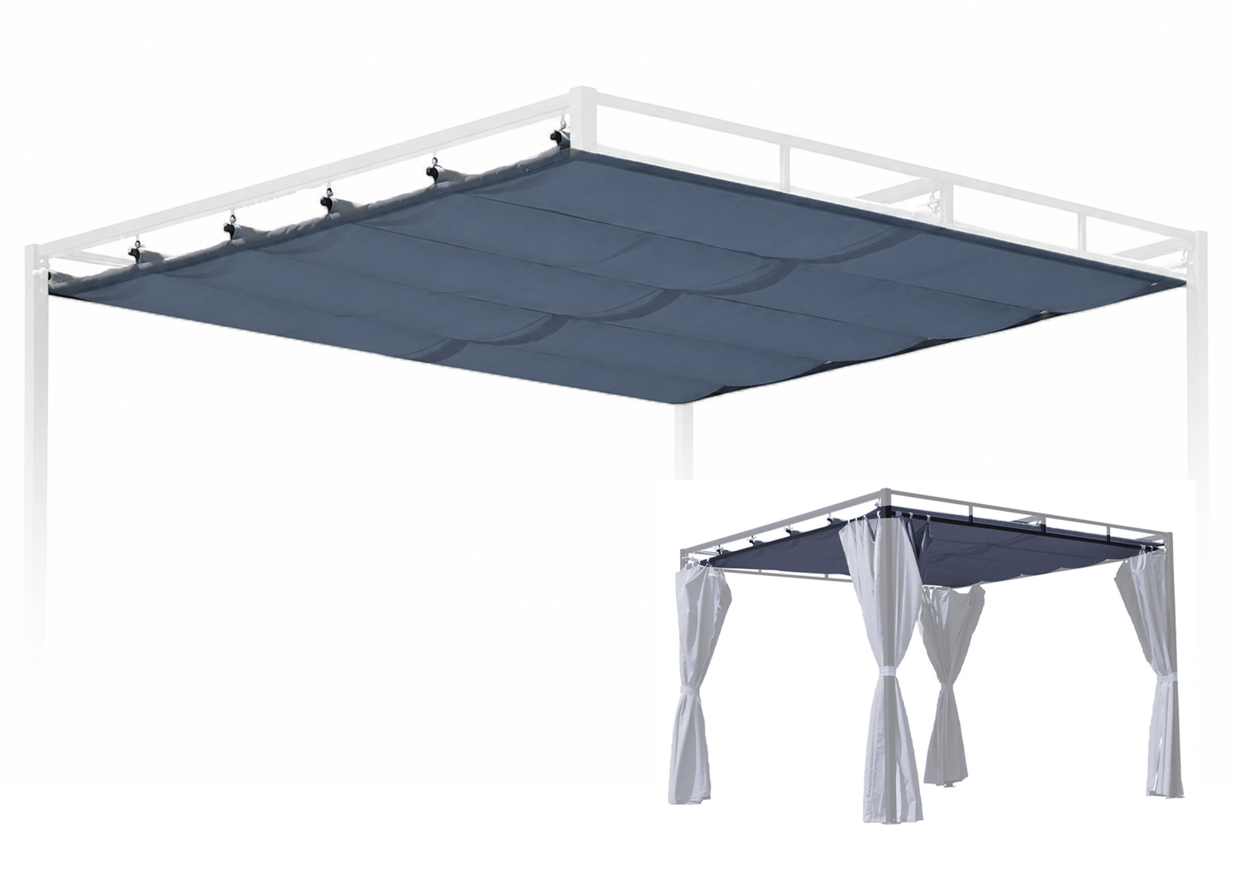 ERSATZDACH Flachdachpergola Firenze 3x3 Meter Grau - Grau, Textil (288/1/288cm) - QUICK STAR