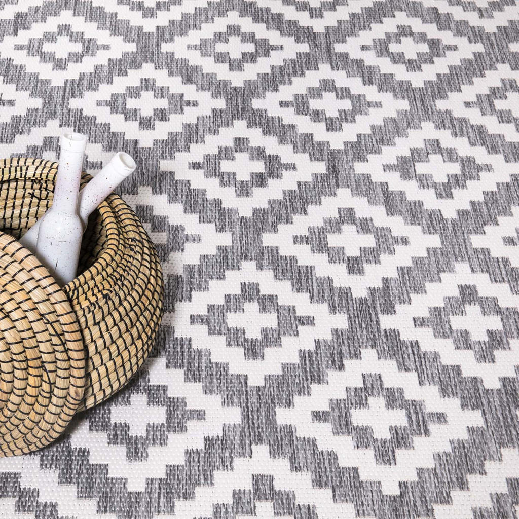 Thumbnail - carpet city Outdoor-Teppich, Grau, Textil, Rauten, Quadratisch, 150x150 cm, Oeko-Tex® Standard 100, pflegeleicht, UV-bes...