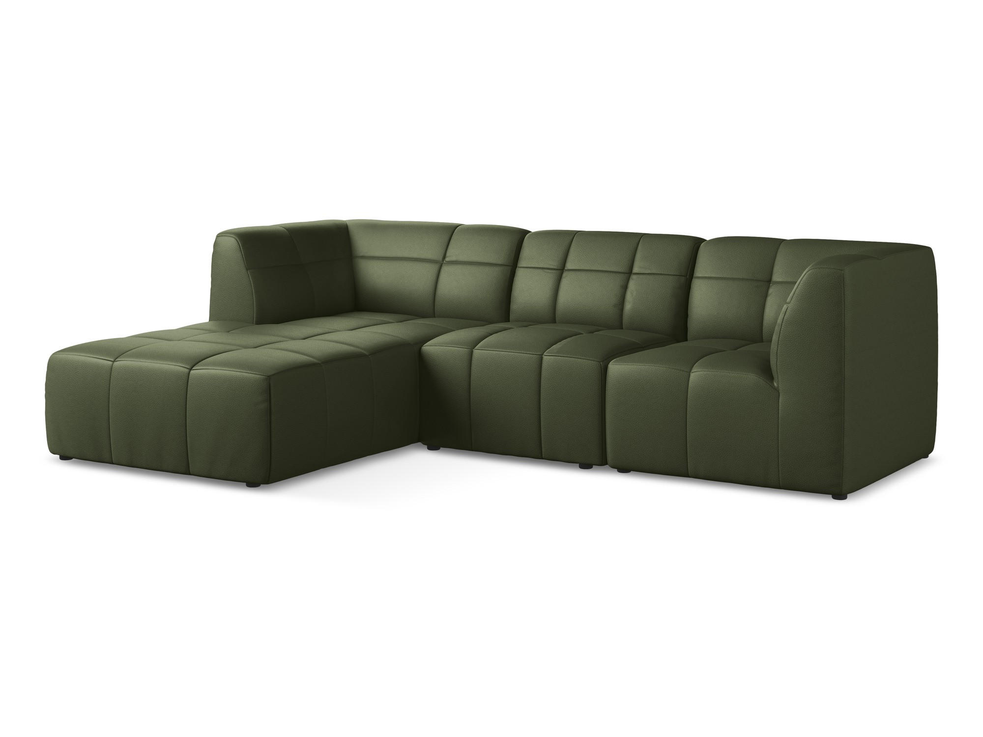 ECKSOFA Links Kunstleder Grün - Schwarz/Grün, Holzwerkstoff/Kunststoff (266/175cm) - Makamii