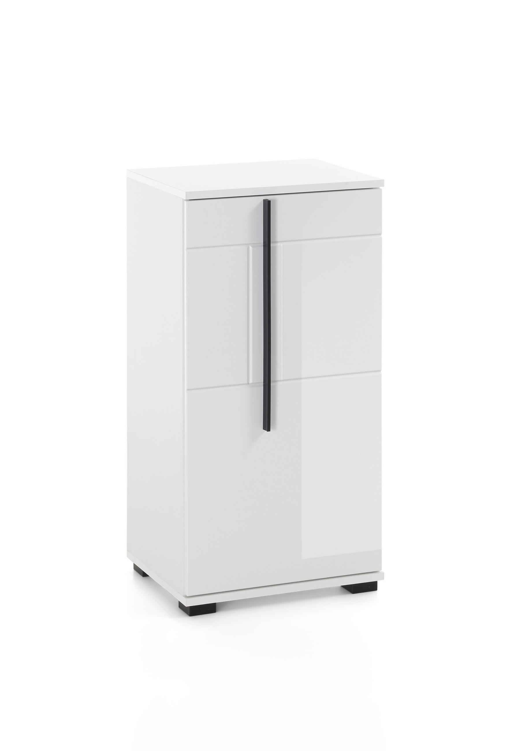 BADSCHRANK M12 Weiß Hochglanz 45/88/35 cm niedrig rechts - Weiß Hochglanz, Holzwerkstoff (45/88/35cm) - Livojo
